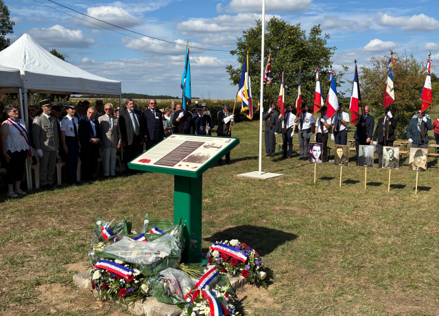People in Bransles, France, conmemorating fallen British soldiers