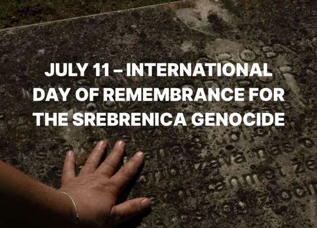 A hand with a bracelet rests on a weathered, carved stone surface. Text overlays read